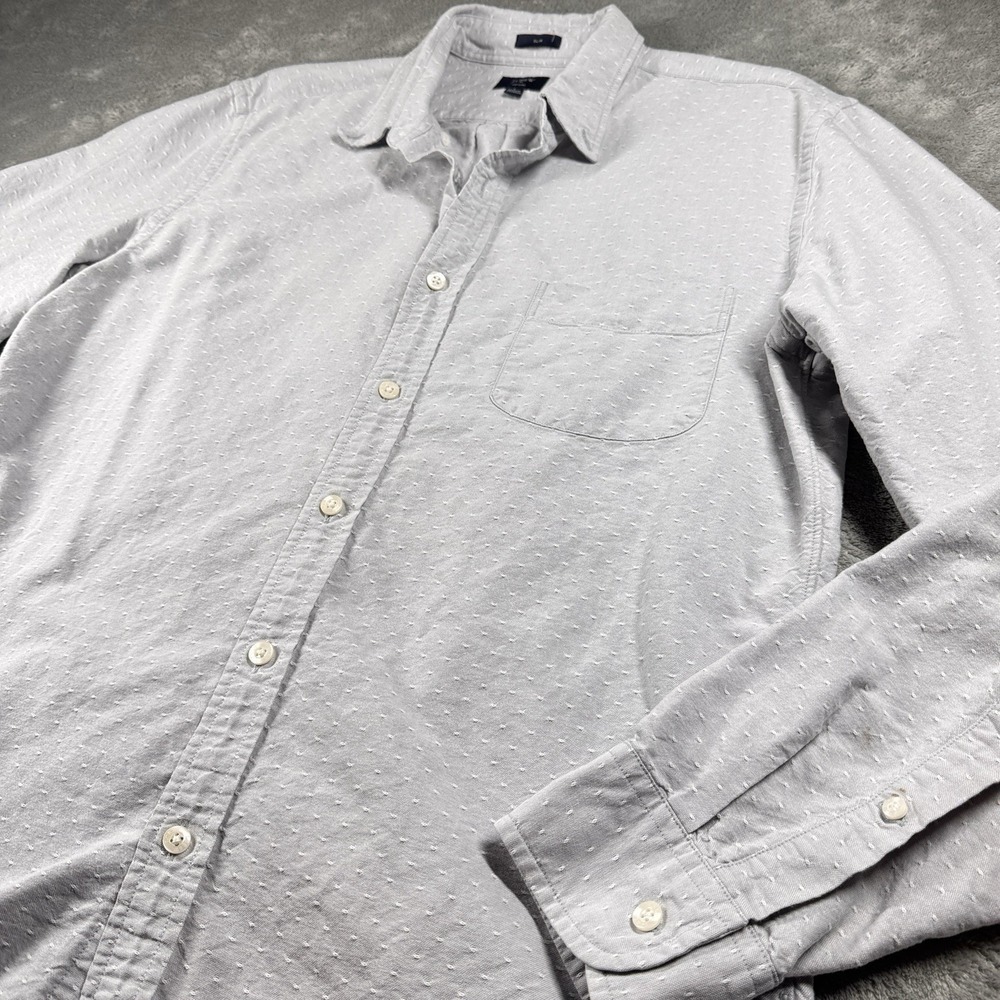 J.Crew Men's Medium Slim Fit Gray Cotton Oxford Button Front Shirt Long Sleeve